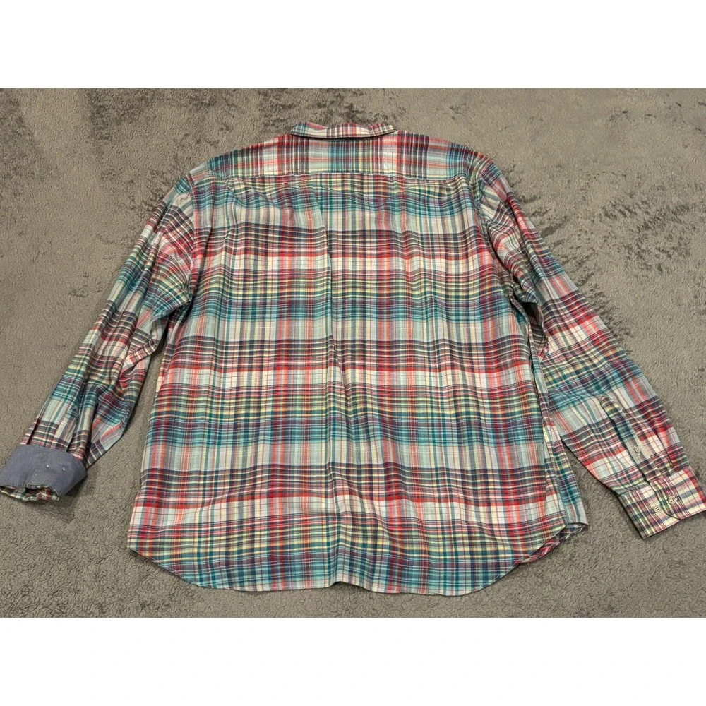 Nautica Shirt Mens 2XL XXL Multicolor Plaid Button Down Long Sleeve Cotton